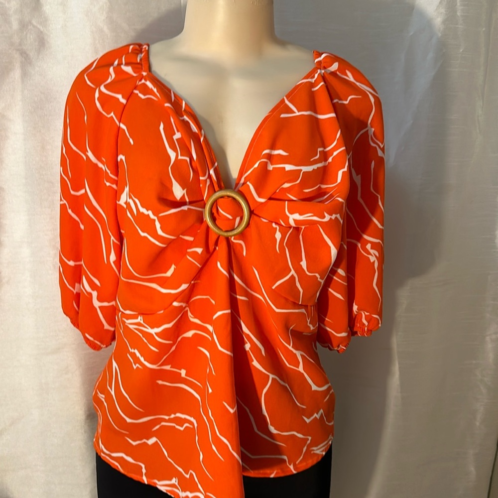 Temptation Orange & White XL Blouse